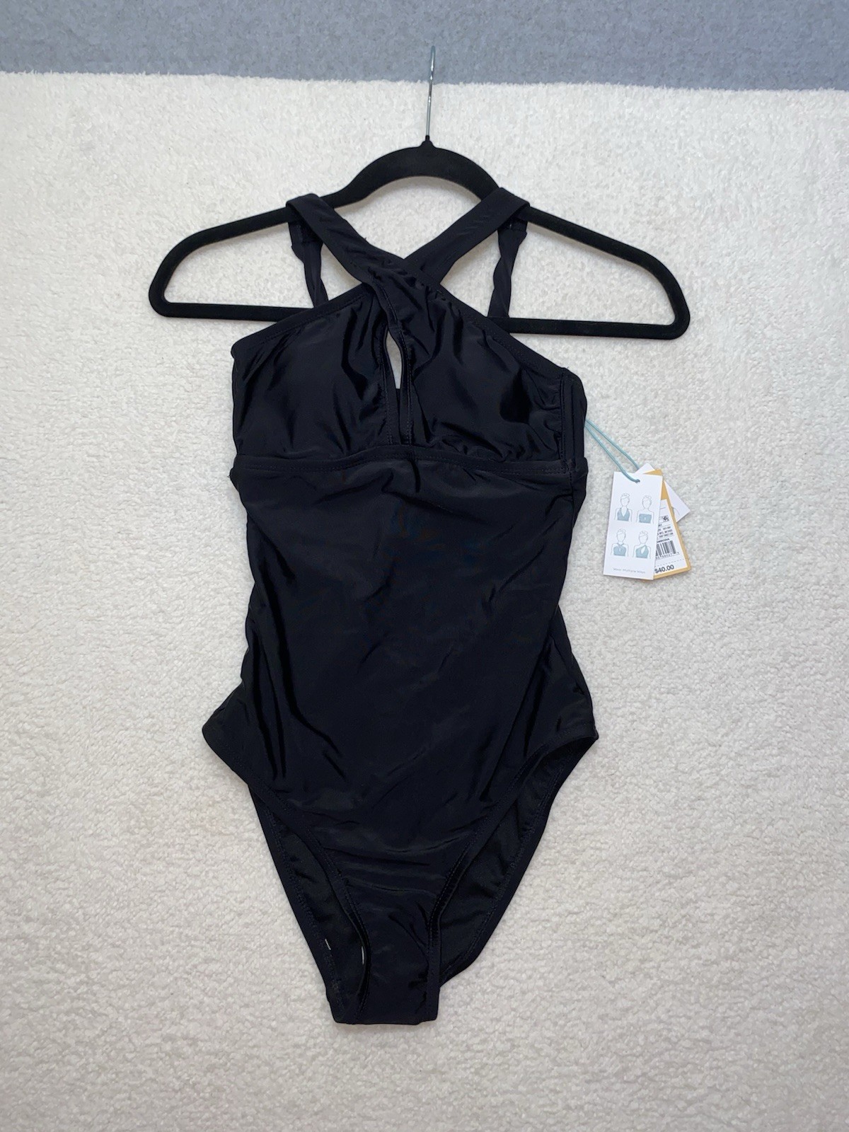 Kona Sol Wear Multiple Ways Women’s XS (0-2) Classic Black Swimsuit 1 Pc