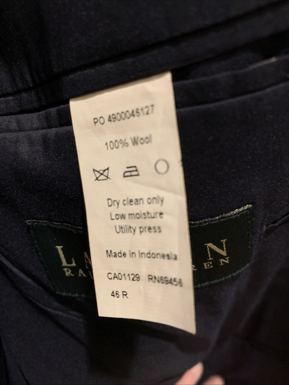 Lauren Ralph Lauren Wool Blazer Jacket Navy Blue Gold Toned Buttons Men’s 46R