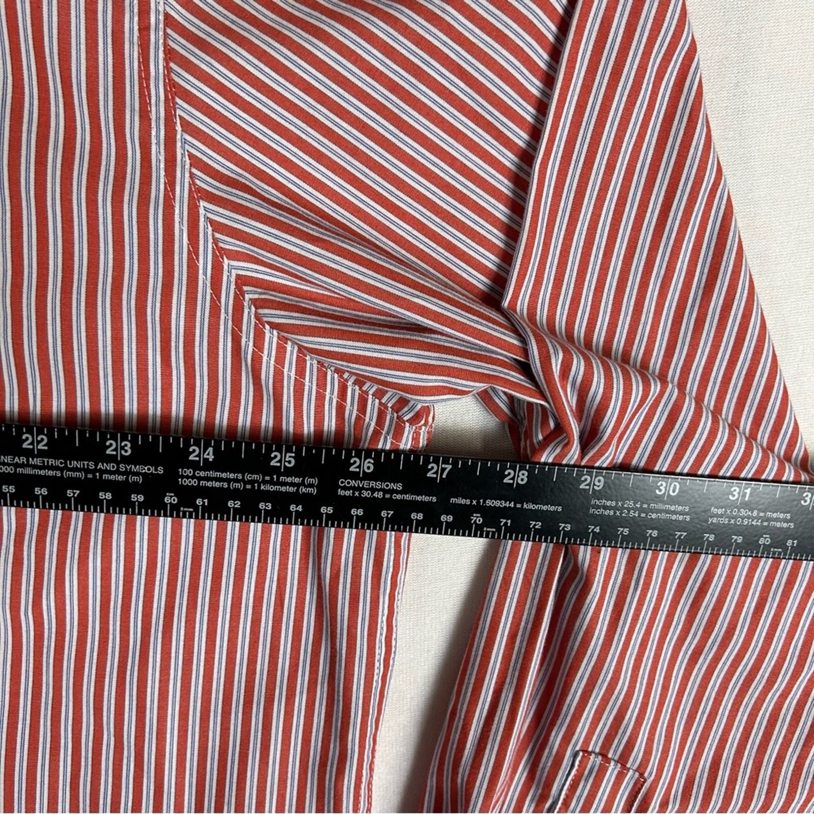 Chaps Easy Care Button Down Shirt Men’s XXL Red Striped Long Sleeve Pocket