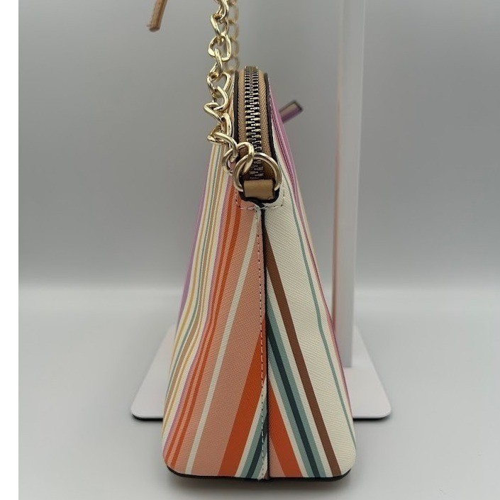 Nanette Lepore Multicolor Stripe Crossbody Bag Goldtone Hardware Vegan Leather