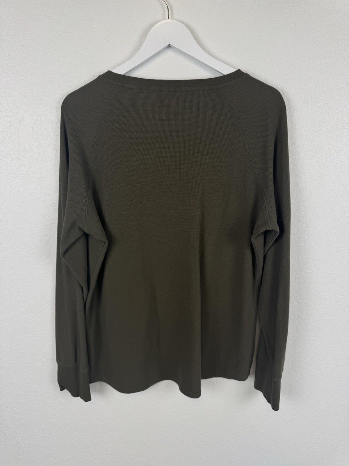 L.L. Bean Olive Green Crew Neck Thermal Pullover Tee Long Sleeves Base Layer L