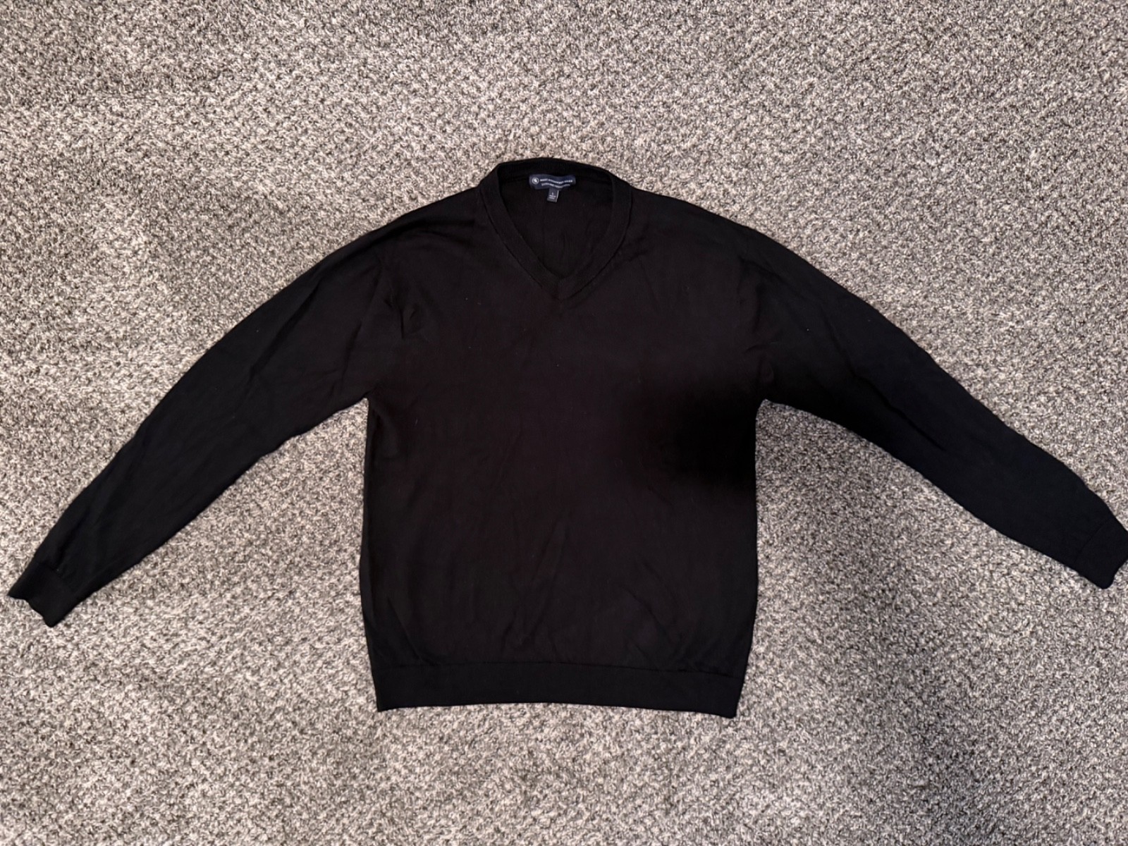 Hart Schaffner Marx Men Sweater Black Size Large 100% Fine Merino Wool