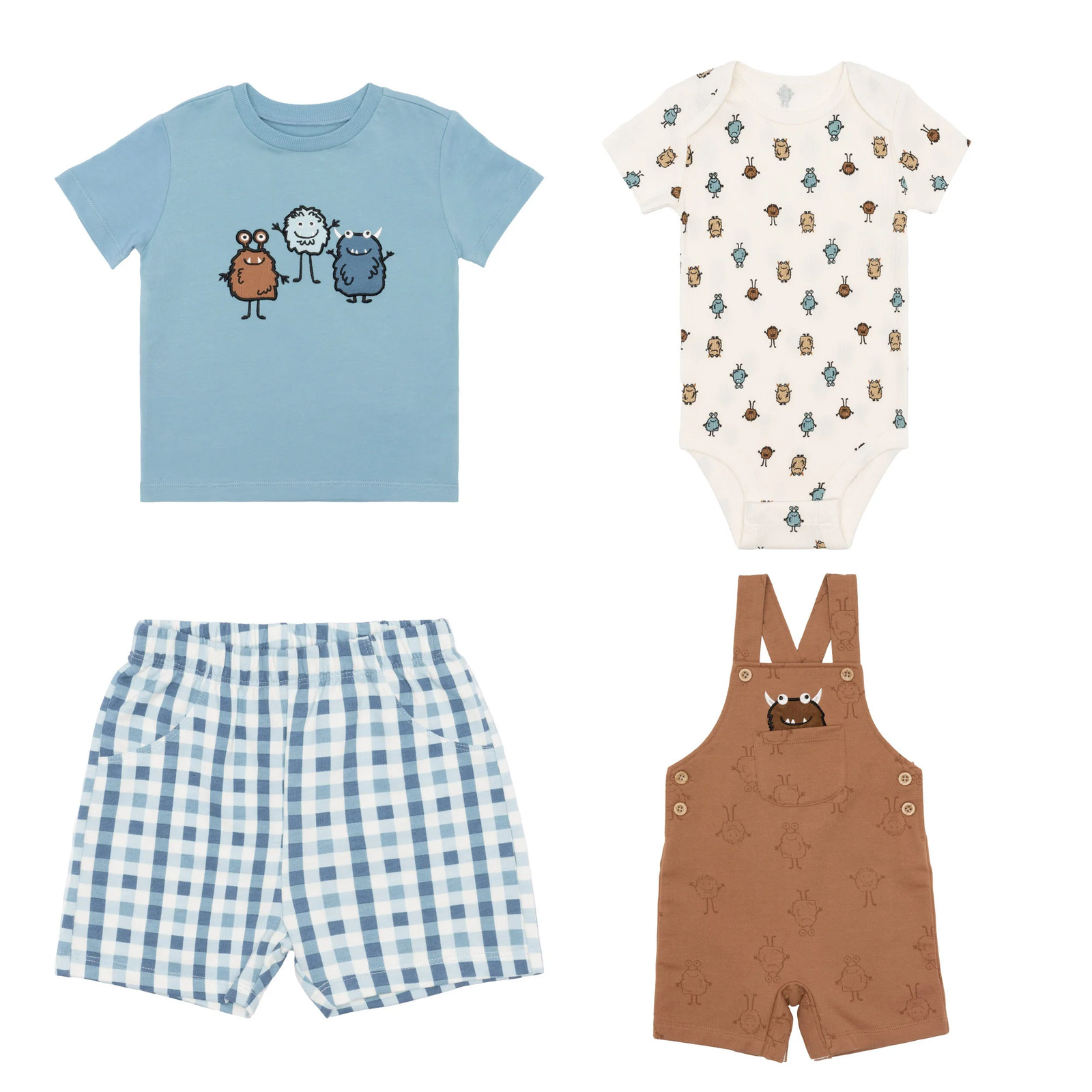 Pekkle Baby 4-piece Overall & Short Set