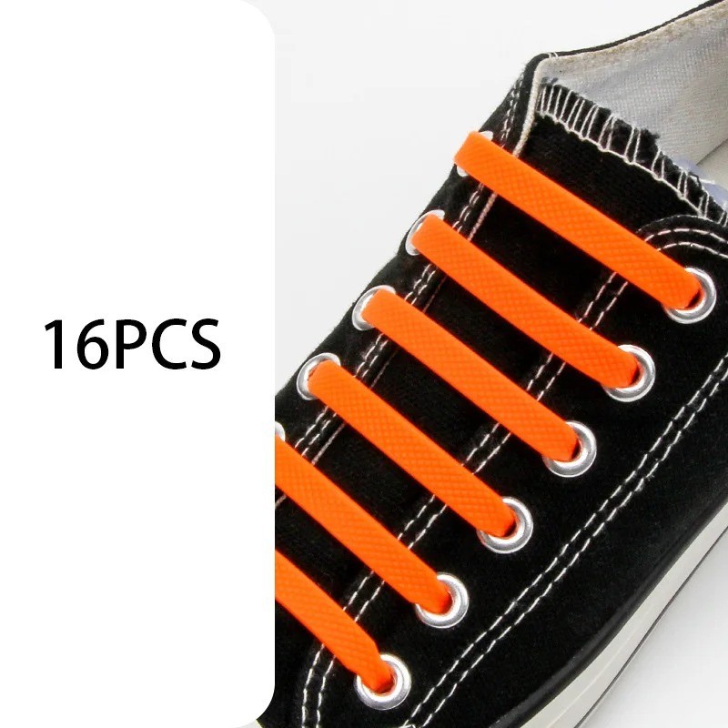16PCS Elastic Silicone Shoelaces No Tie Shoe Laces for Men Women Kids