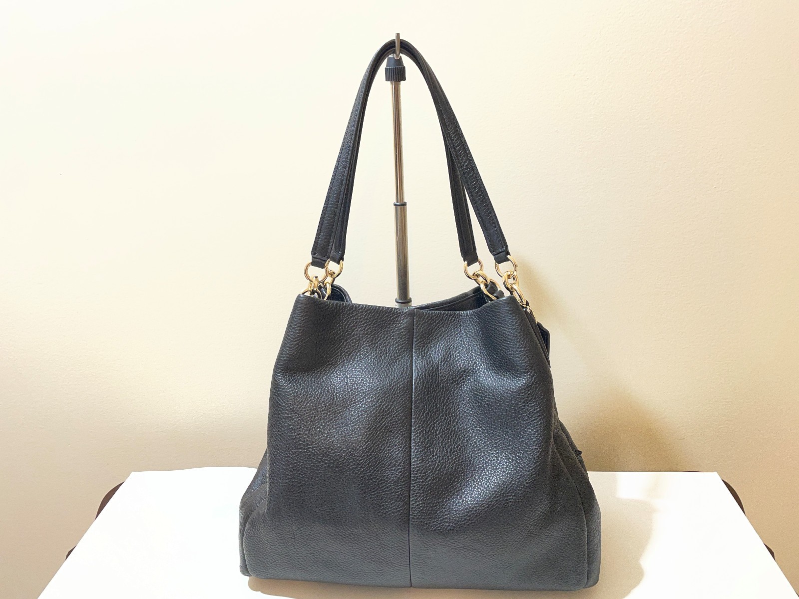 Coach Madison Phoebe Black Pebbled Leather Shoulder Bag