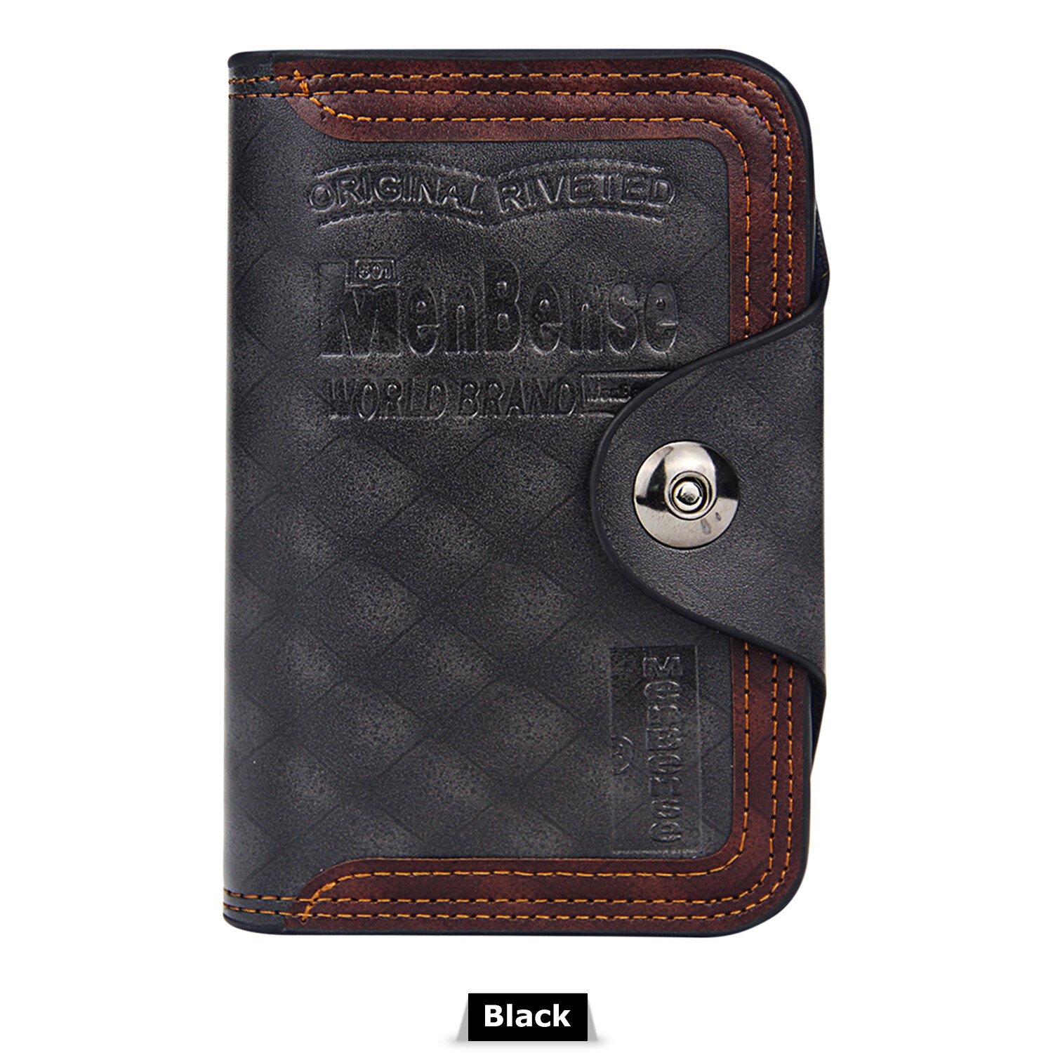 Mens Men’s S4 Retro Leather Vertical Section Credit Card Holder Wallet with Hasp