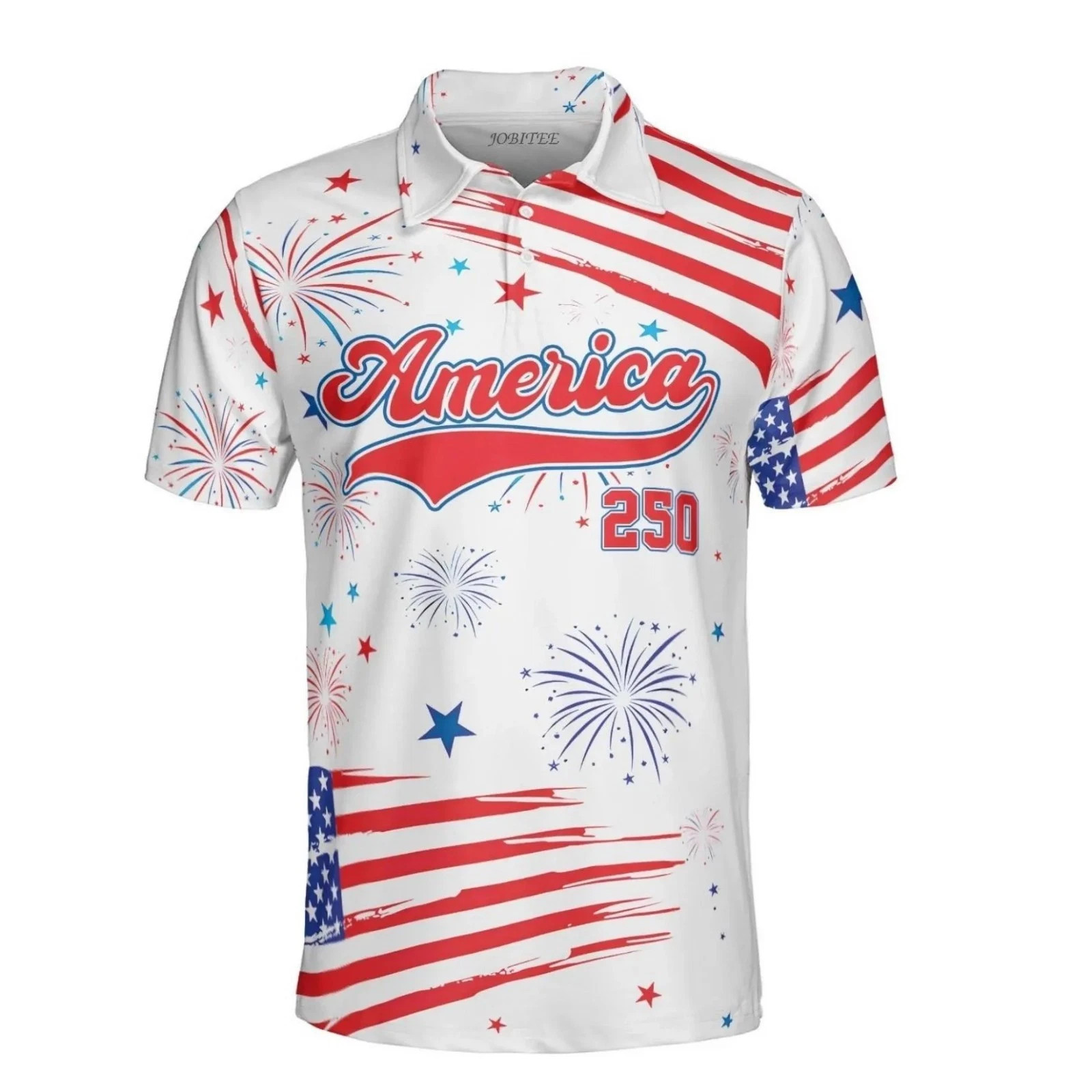 America 250 Polo Shirt, USA Flag Golf Polo, Patriotic Shirt For Men, 4th Of July