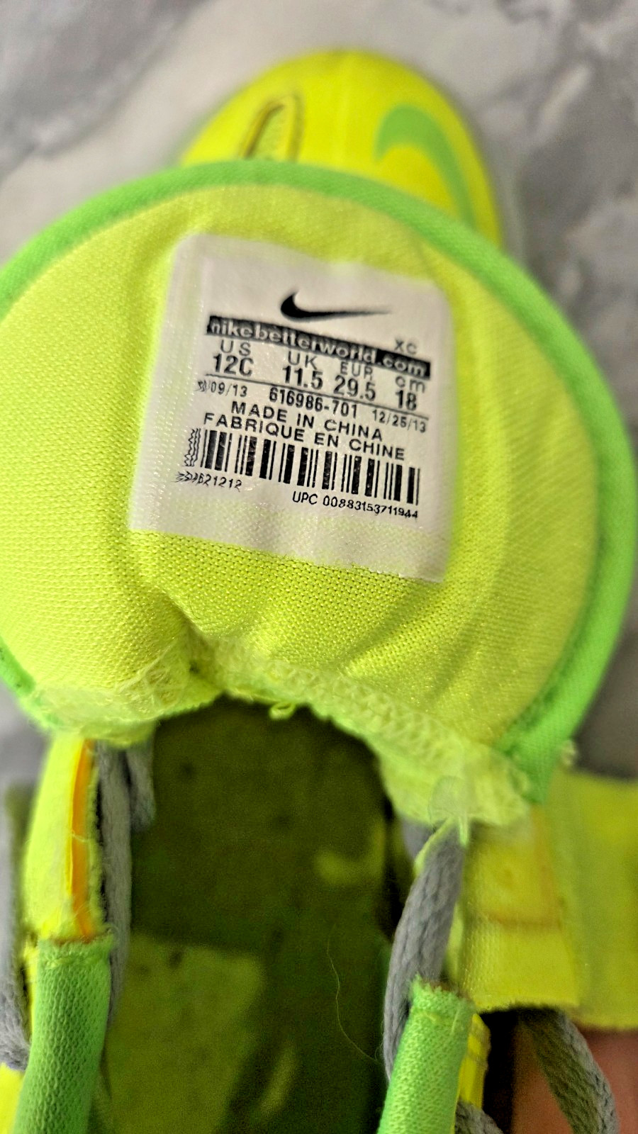 Nike LeBron Soldier High Top Electric Yellow sneaker kids boys 12C