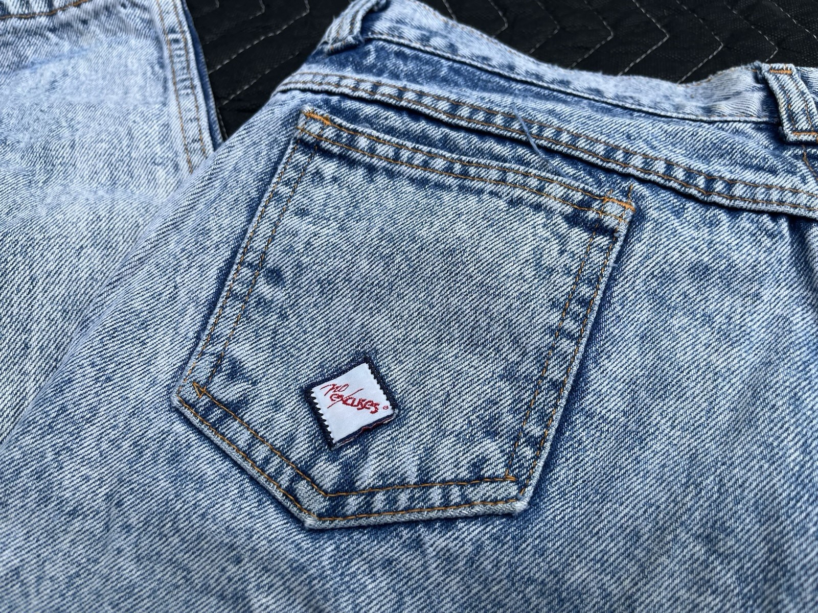 No Excuses Jeans Womens 14 Blue Acid Wash Denim Tapered High Rise Vintage USA