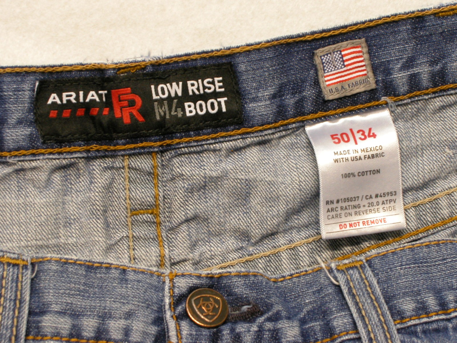 Ariat FR M4 50×34 Low Rise Boot Denim Jeans Men’s Distressed ( Measure48x28.5 )