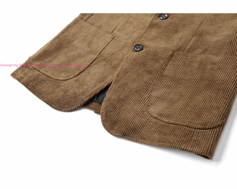 Men Vintage Casual Work Wear Corduroy Suit Fall Winter Blazer Jacket Sport Coats