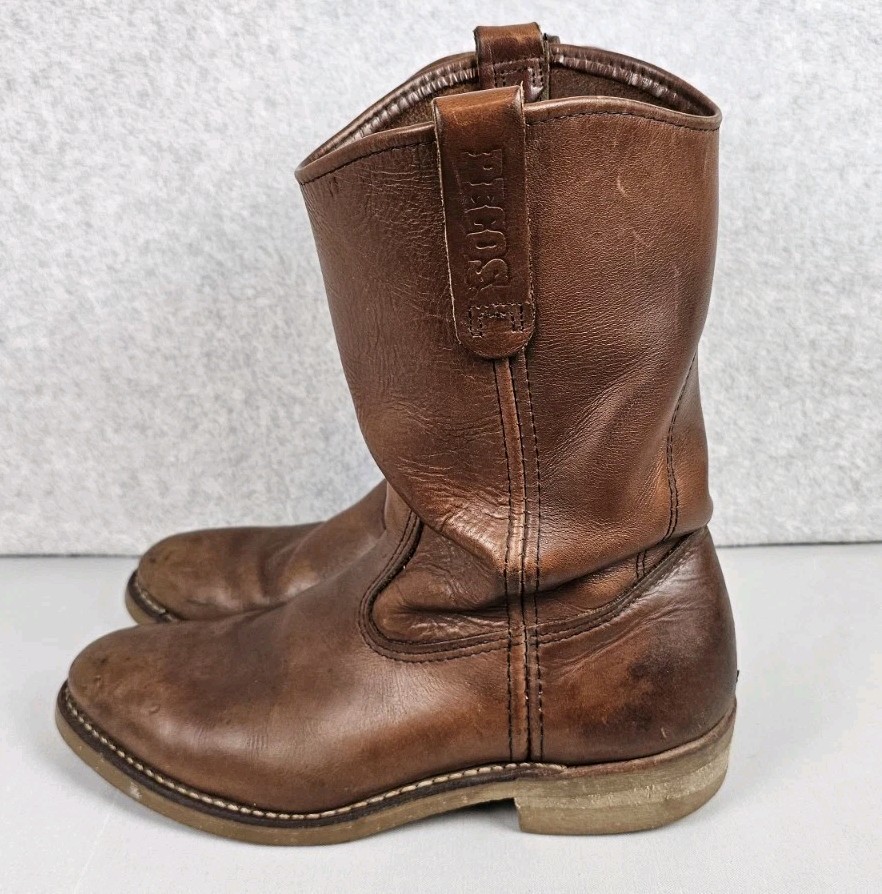 Red Wing 1155 Pecos Leather Work Boots Heritage Nailseat Soft Toe USA Size 9.5