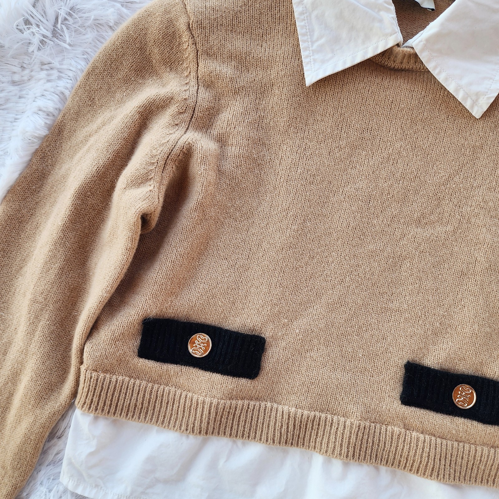 Sandro Dale Cropped Wool Cashmere Layered Sweater Size Small