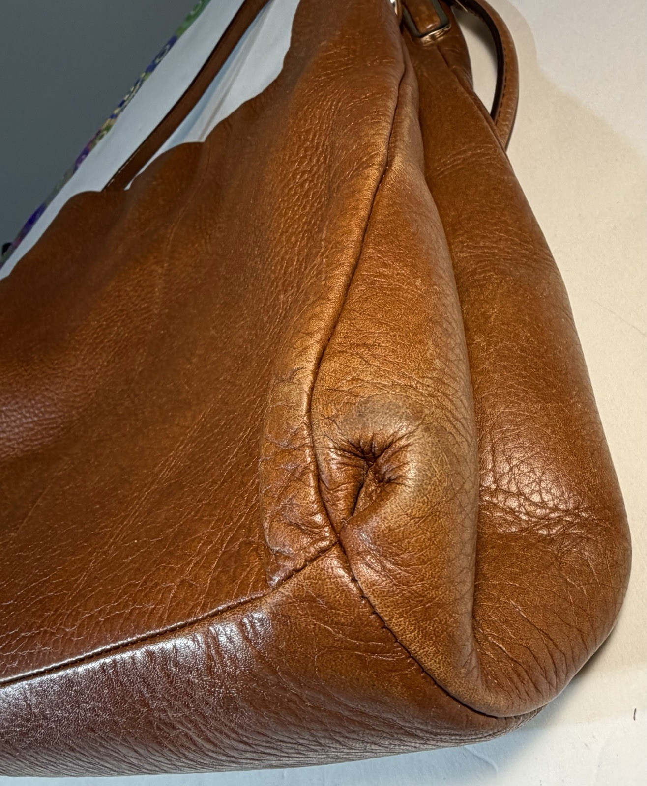 COACH Madison Small Phoebe Shoulder Bag Cognac Brown Pebbled Leather Hobo Fall