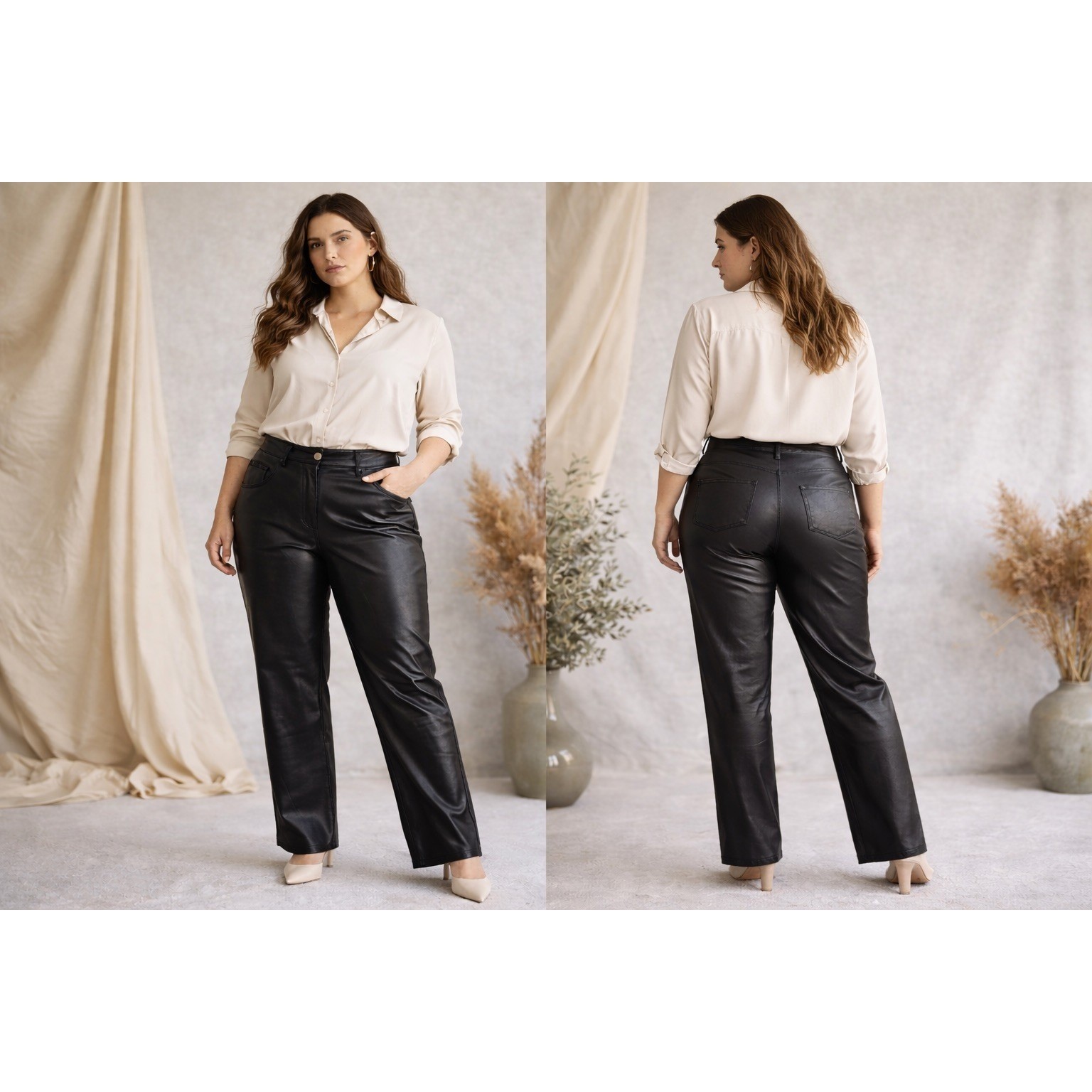 Wilfred Black Faux Leather Pants High Rise Straight Leg Womens Size 14 Western