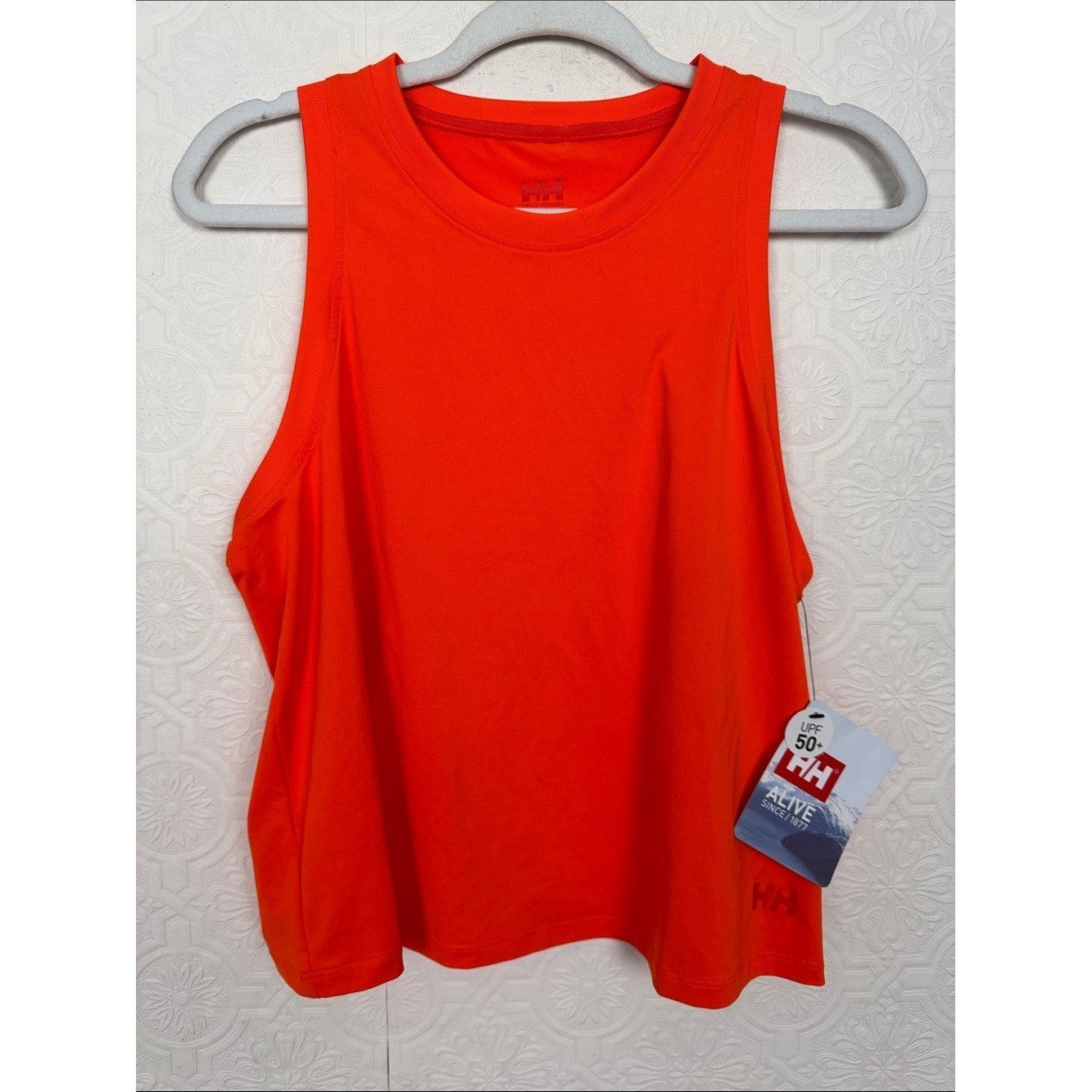 Helly Hansen Ocean Cropped Tank Top Bright Orange Large Neon Sleeveless NWT