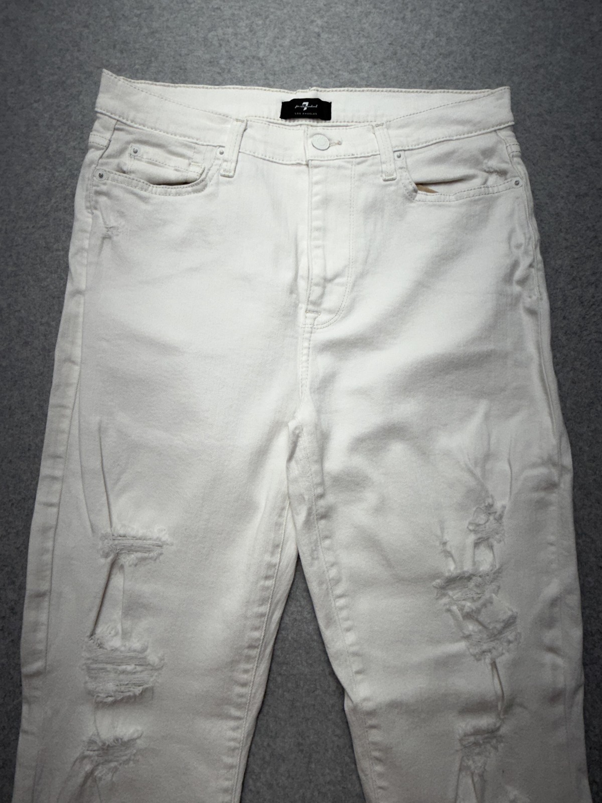 7 For All Mankind Womens Jeans 29×26 White High Waist Ankle Skinny Distressed