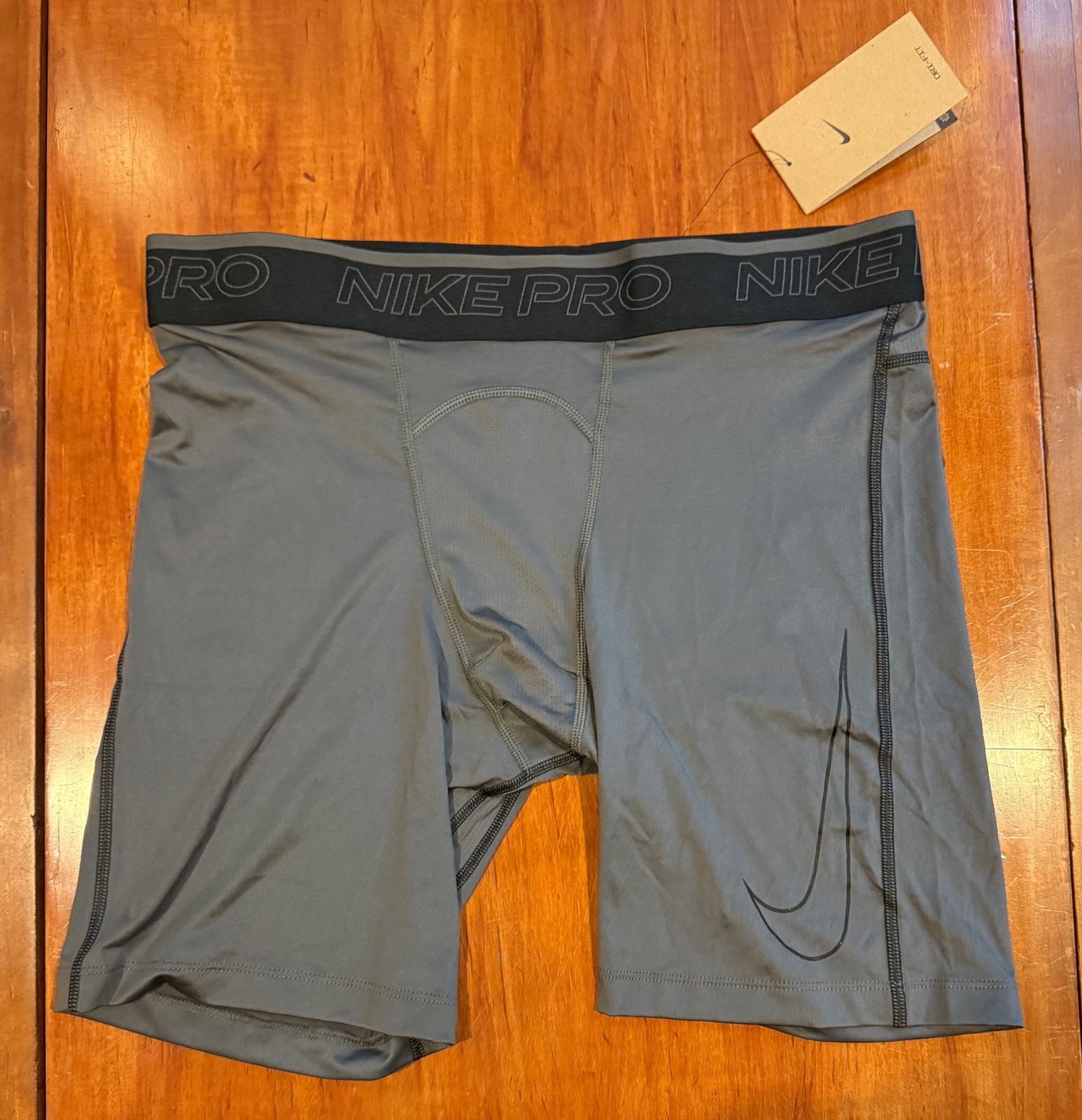 NWT NIKE PRO SZ XL Gray Black Tight Fit Men’s Training Long Shorts Move To Zero