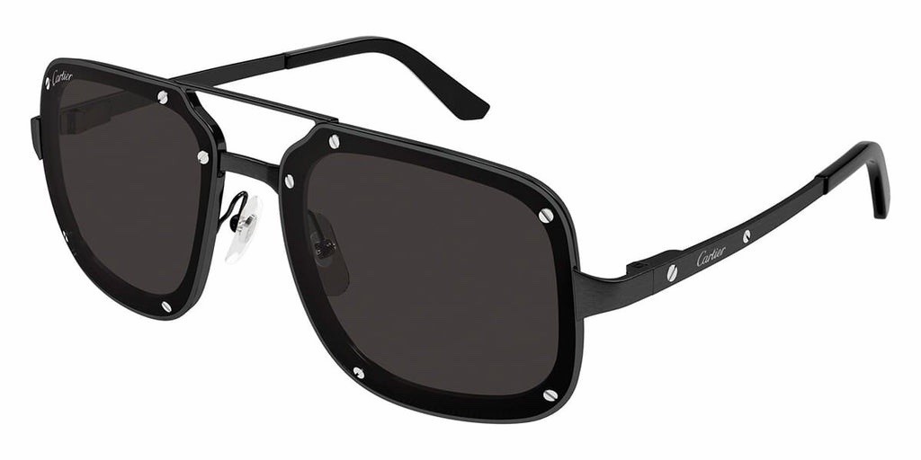 Cartier Santos Sunglasses CT0194S 004 Black Smoke Grey Light Mirror Navigator