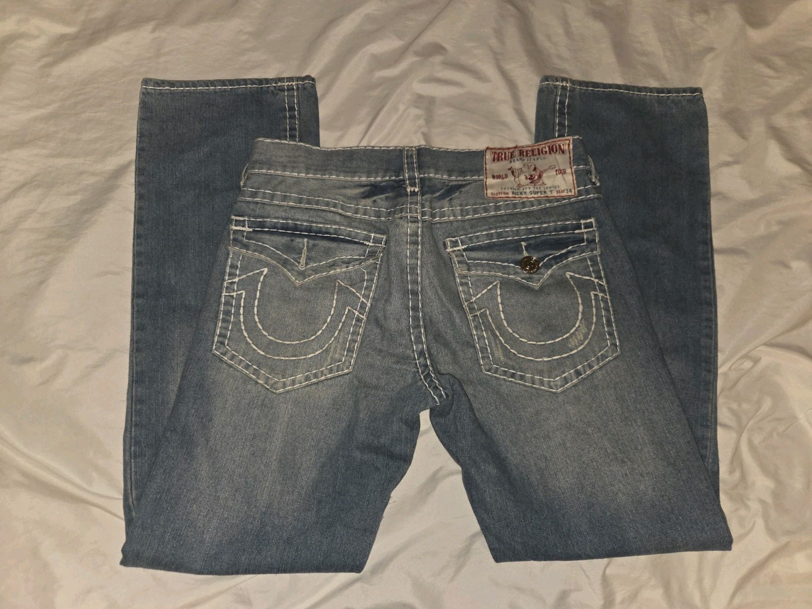 Vintage True Religion Ricky Super T Jeans 34×34 Made in USA Straight Y2K READ