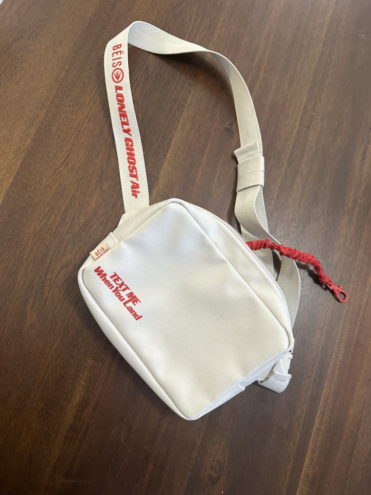 Beis x Lonely Ghost Text Me When You Land Cream Belt Crossbody