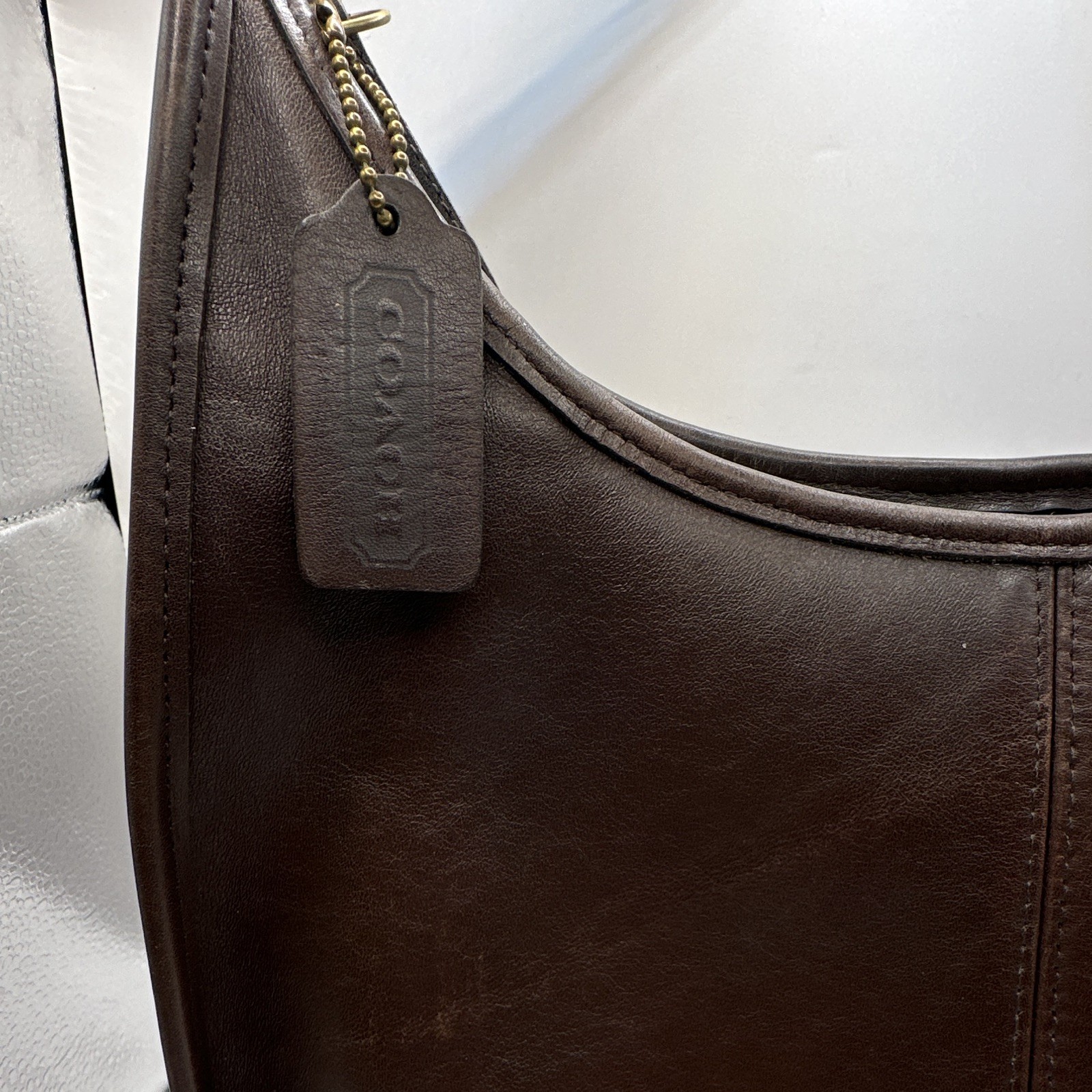 vintage Coach Ergo Zip Hobo Shoulder Bag crafted from mahogany brown leather.
