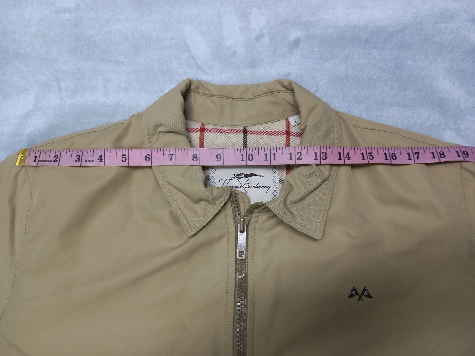 Vintage THOMAS BURBERRY Coat Bomber Jacket 100% Polyamide Logo Beige Men Size L