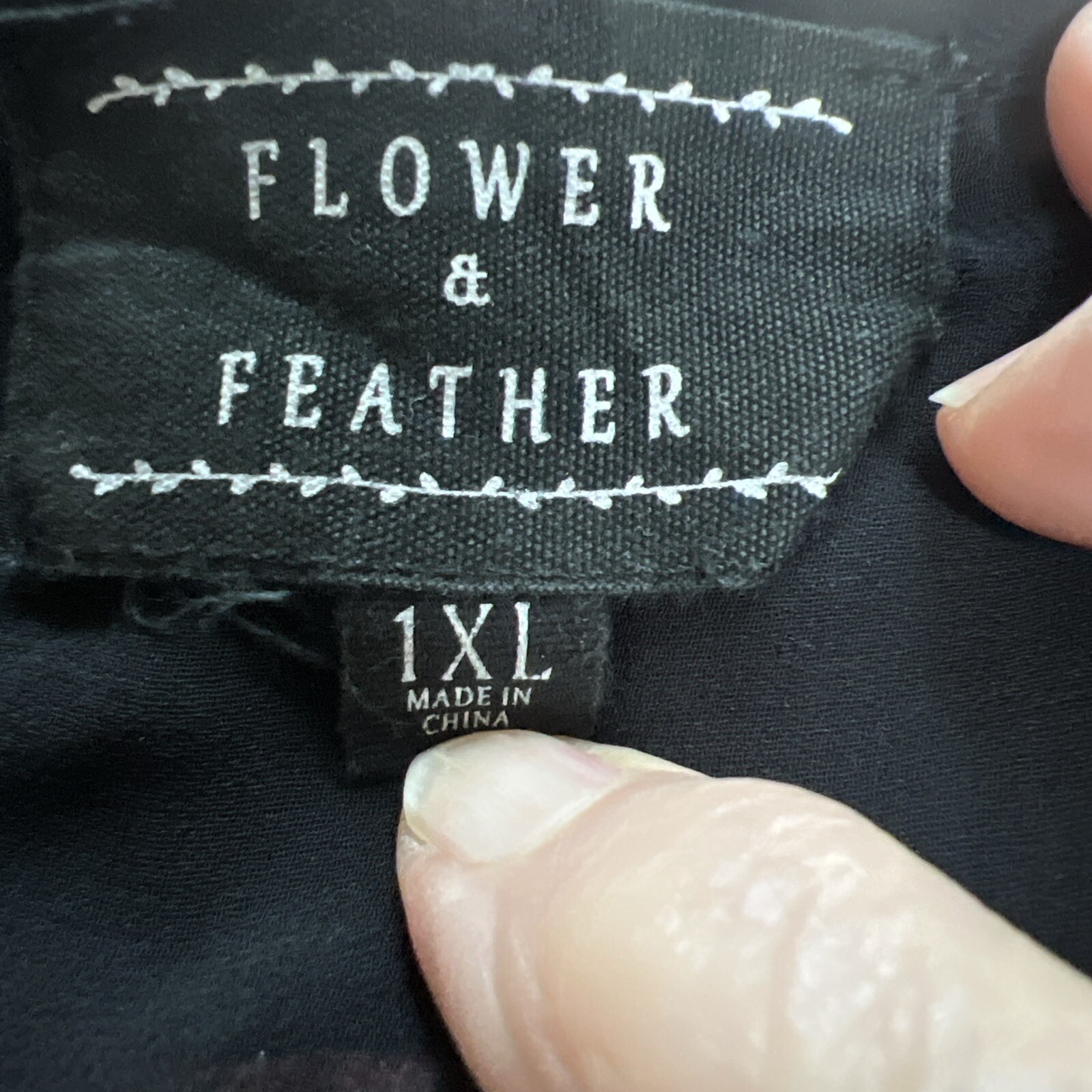 Floral Chiffon Top Black Yoke Cap Slv Brass Button Accent Cottage Festive Sz 1X
