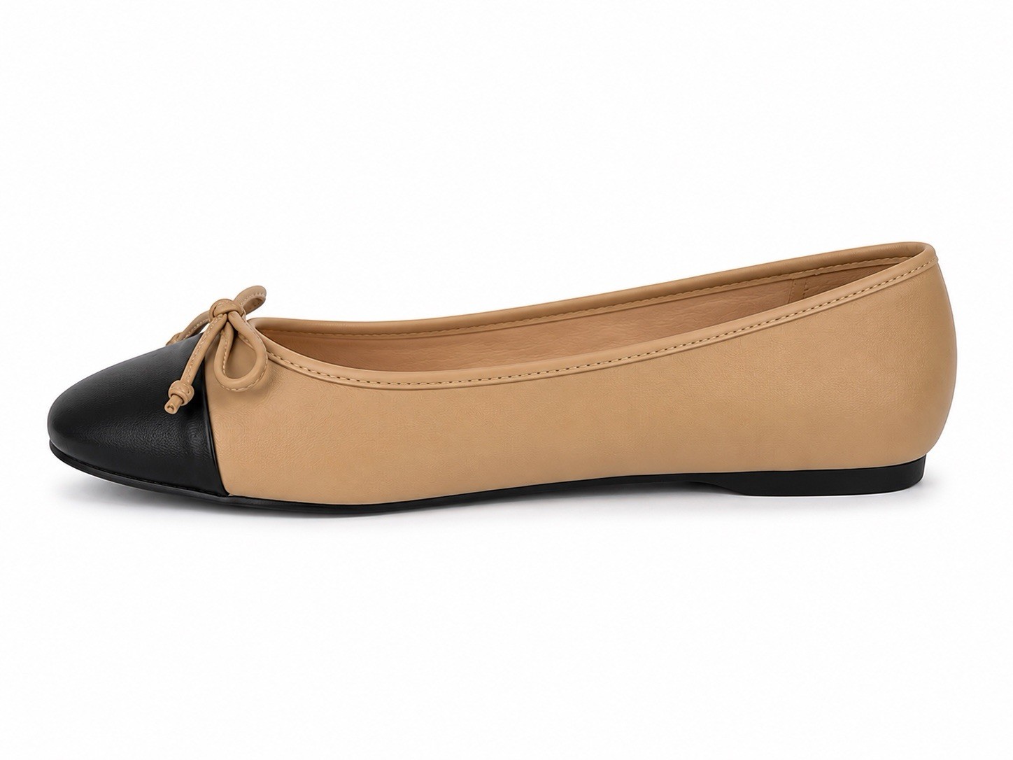 New Liz Claiborne LC Flora W Ballet Flats Women 11W Nude Black Cap Toe