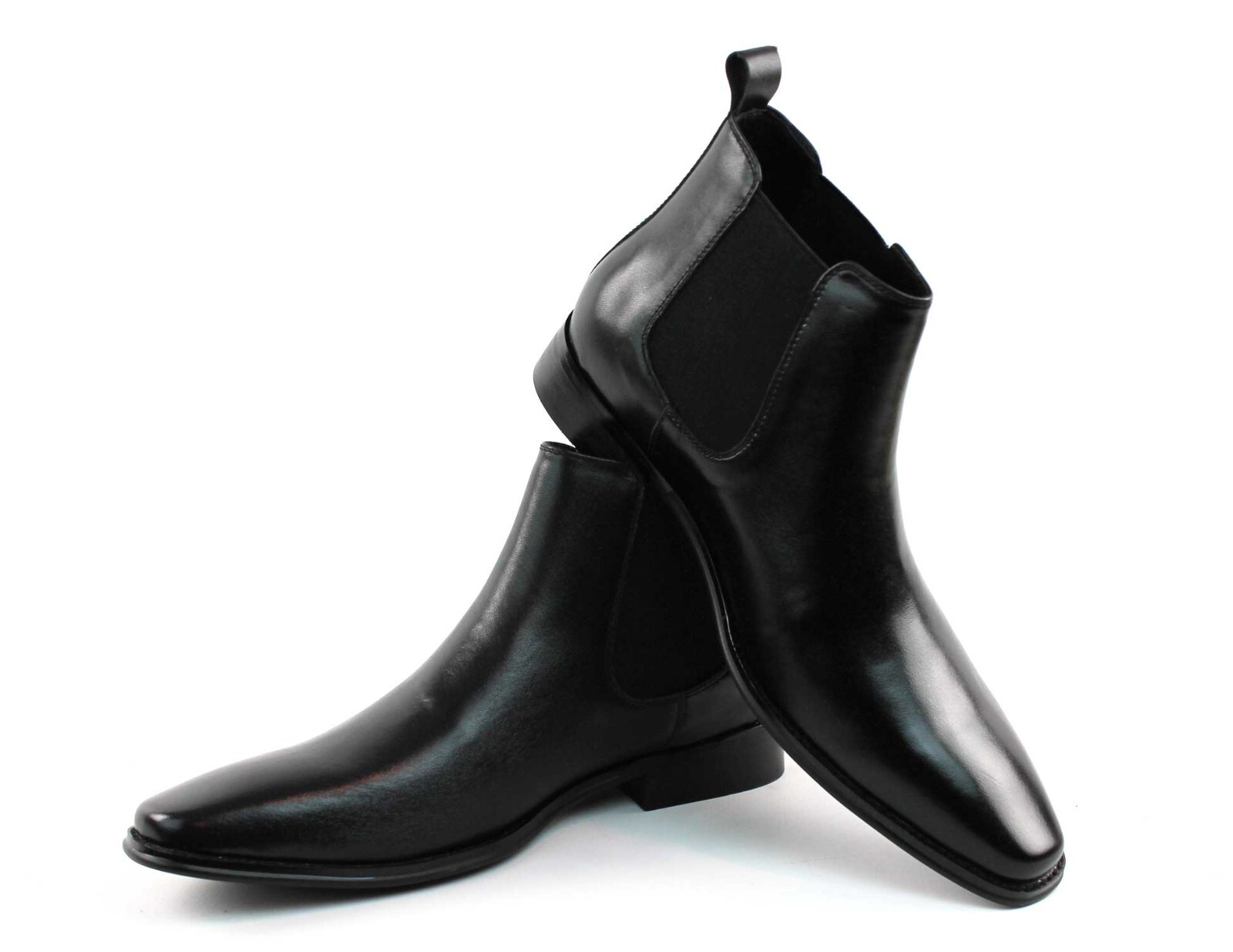 Genuine Leather Black Mens Dress Chelsea Boots Almond Toe Leather Lining AZAR