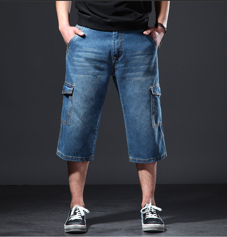 New Men’s Jeans Denim Cargo Combat Shorts Summer Casual Multi Pocket Pant W30-48