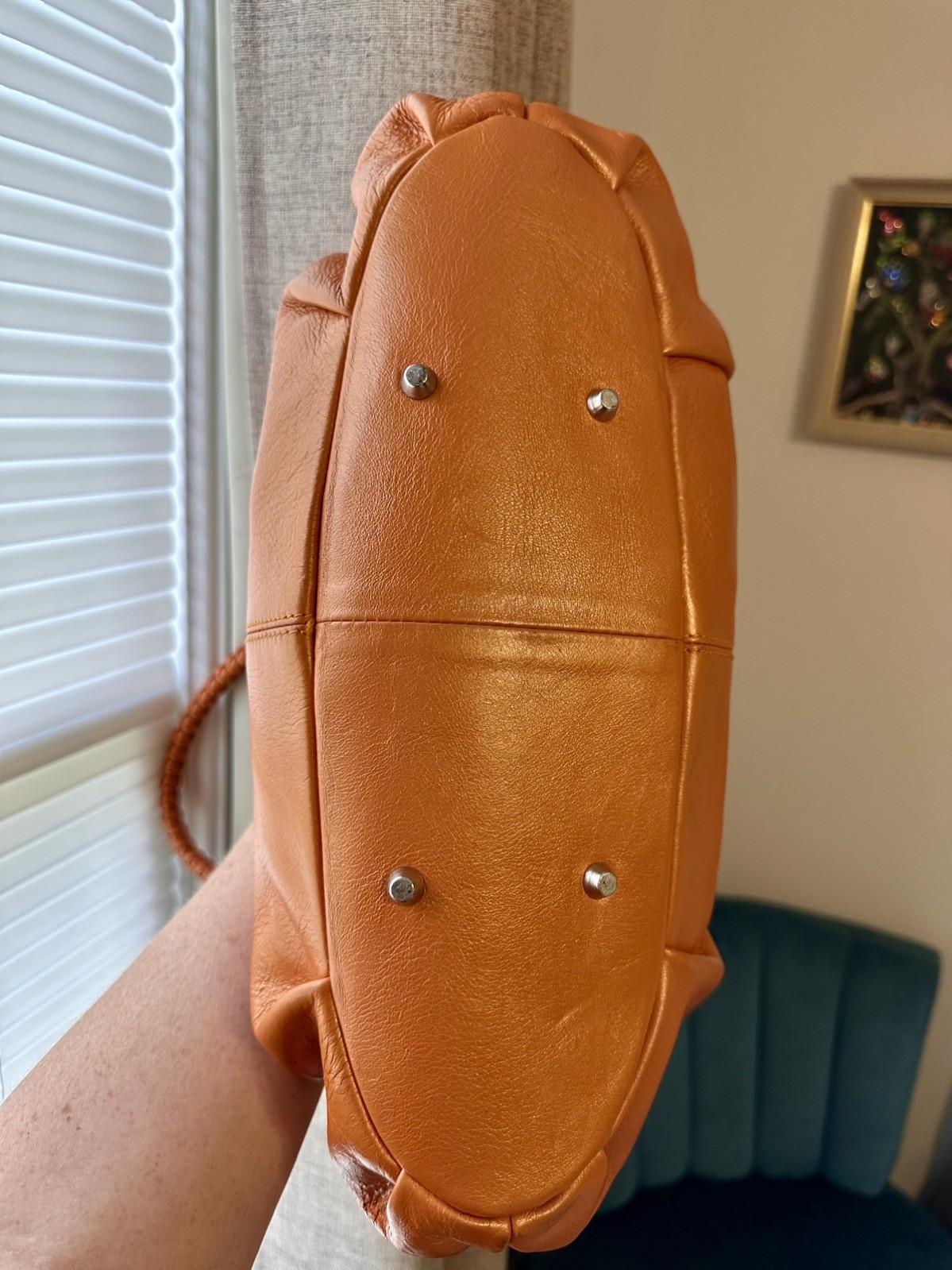 Paolo Masi Genuine Leather Made In Italy Shoulder Bag Handbag Purse Orange