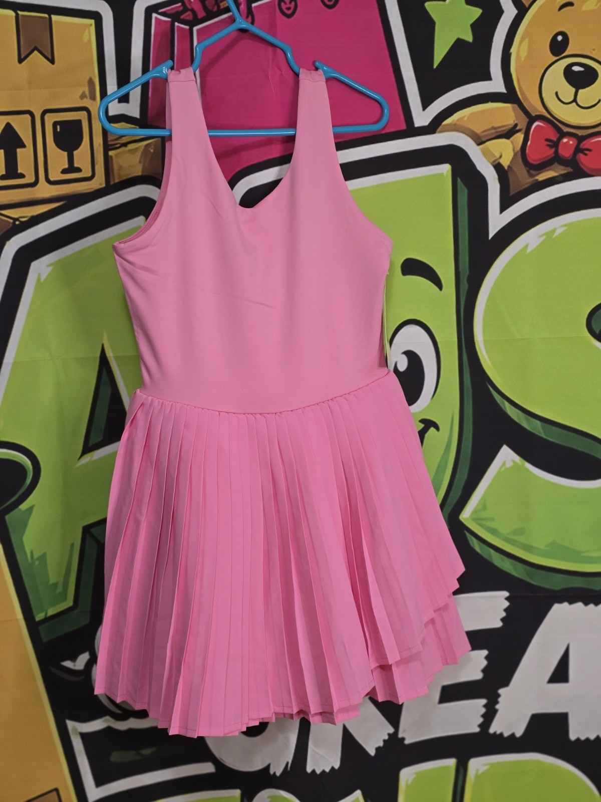 All in Motion Girls Pleated Active Dress Size 6/7 Pink Twist Back Athletic Dress