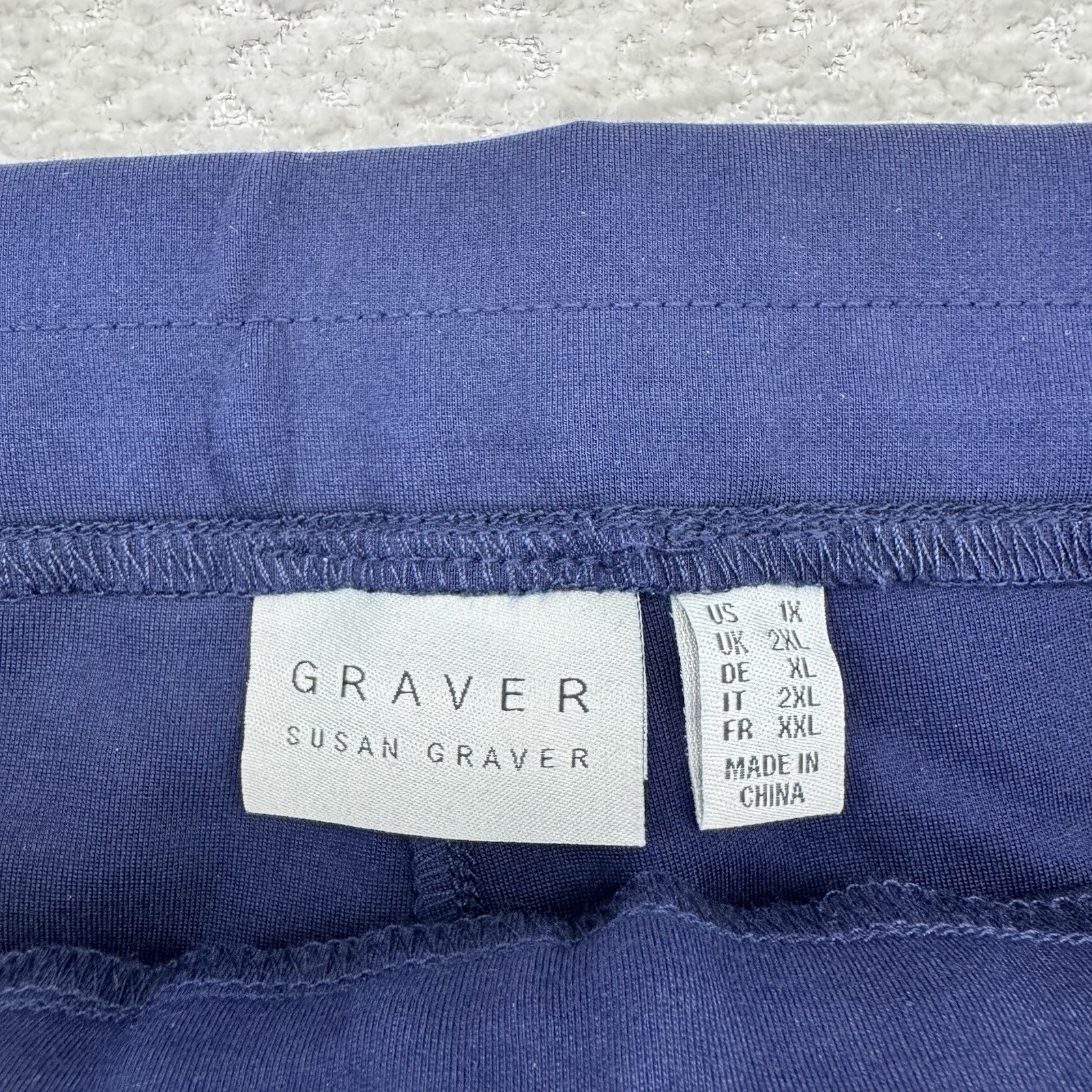 GRAVER Susan Graver Status Stretch Slim Leg Ankle Pants Size 1X Navy Blue