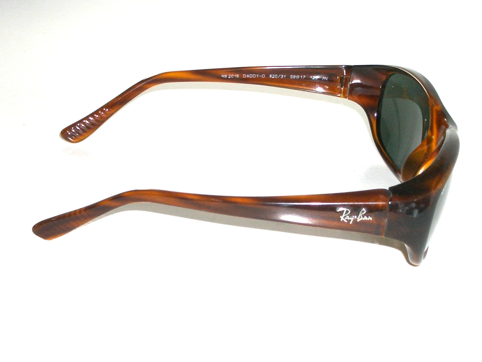 RAY-BAN ITALY RB2016 GLOSSY TORTOISE G15 UV DADDY-O WRAPS SUNGLASSES w/CASE