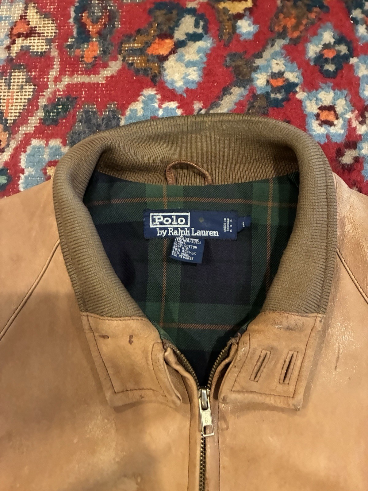 Vintage Polo Ralph Lauren Suede Western Jacket Zip Up Bomber Style Large Mens