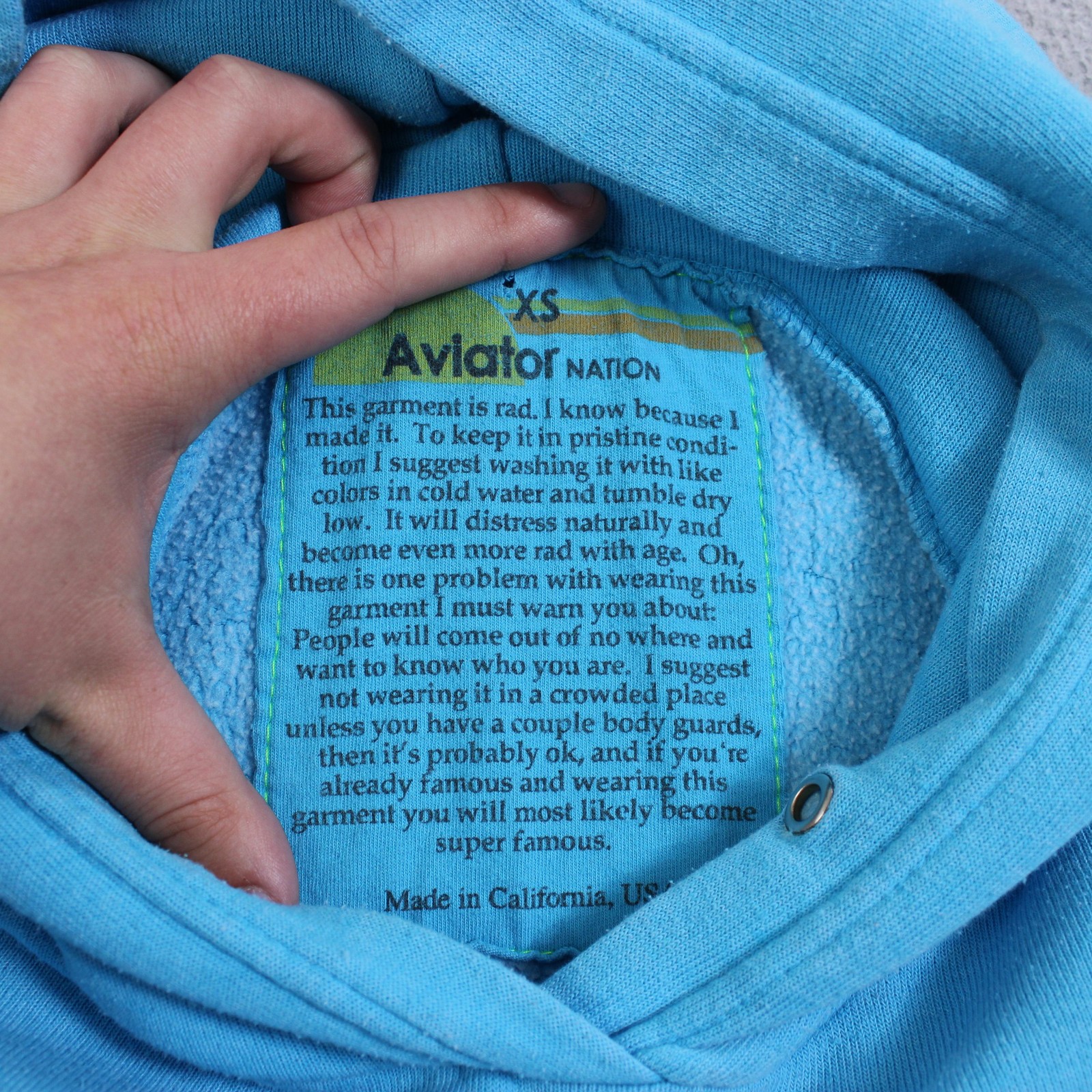 Aviator Nation Hoodie Sweatpants Set Women XS Blue Outside Lands Music Festival
