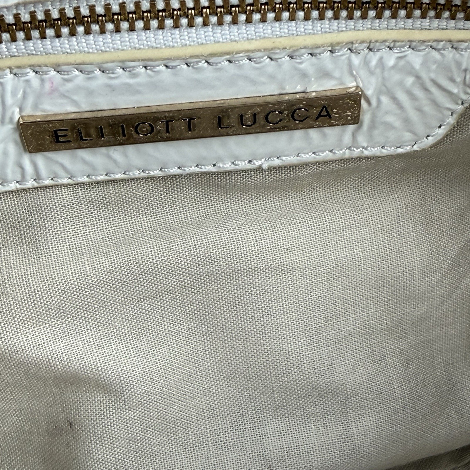 Elliott Lucca Handbag White Leather Intrecciato Weave Crossbody Artisan Boho