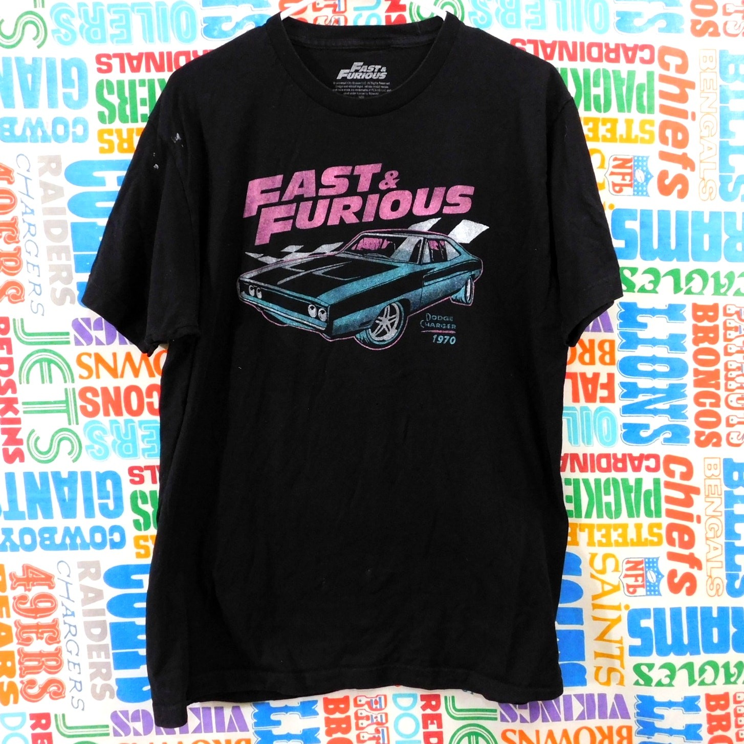 Fast And Furious Dodge Charger Graphic T Shirt Size L Black