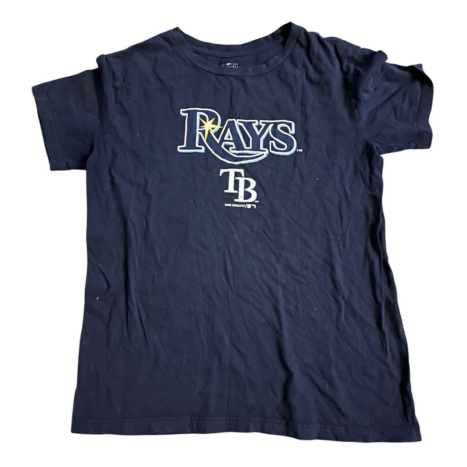 MLB Tampa Bay Rays Boys Navy Blue Graphic T-Shirt XL 14/16 Team Athletics Logo