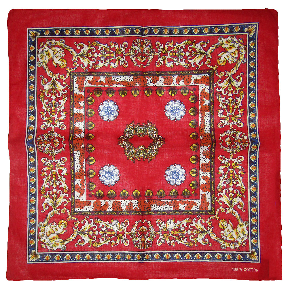 22″x22″ Floral Angel Cherub Red 100% Cotton Bandana