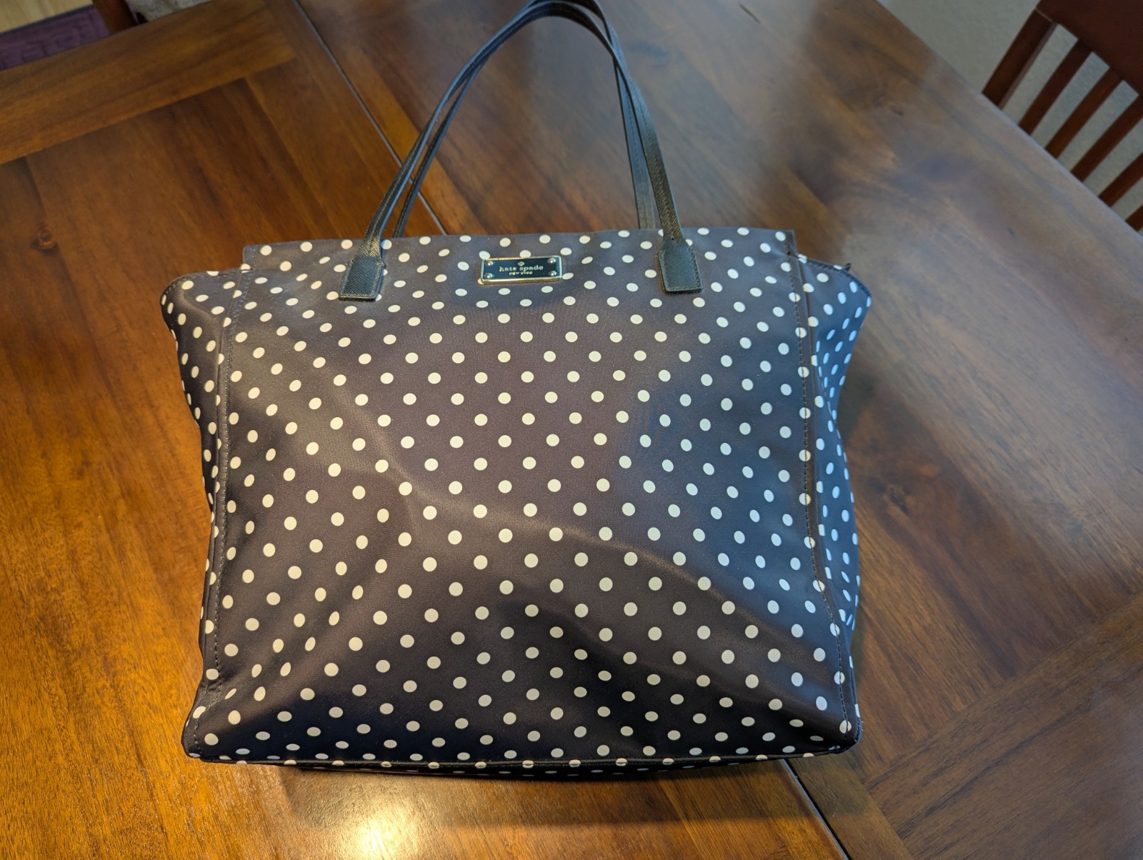 Kate Spade Purse Large Tote Zipper Polka Dot Black and White Check Description