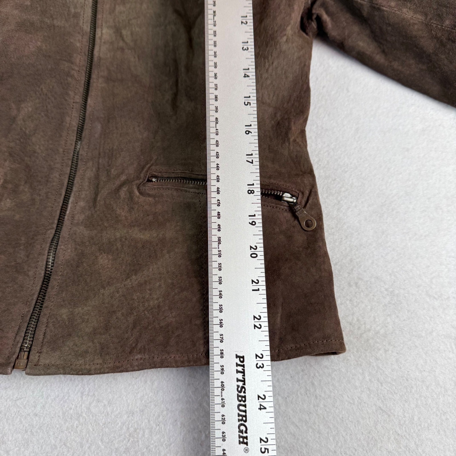 Kathy Ireland Womens Brown Suede Leather Full Zip Jacket Small Vintage Style