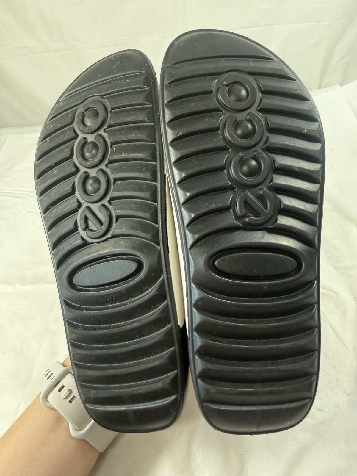 Ecco 2nd Cozmo 2 Band Leather Slide White Sandal Size 6-6.5