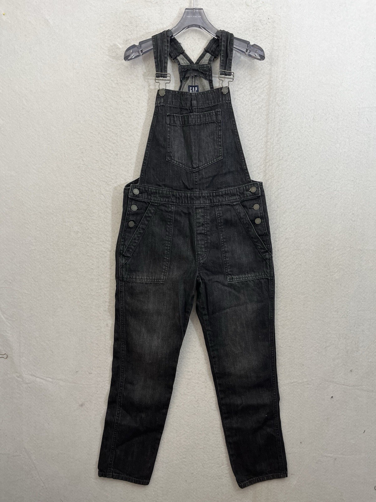 VTG GAP DENIM Overalls Bib Womens XS Tapered Leg Denim Black Y2K 90s