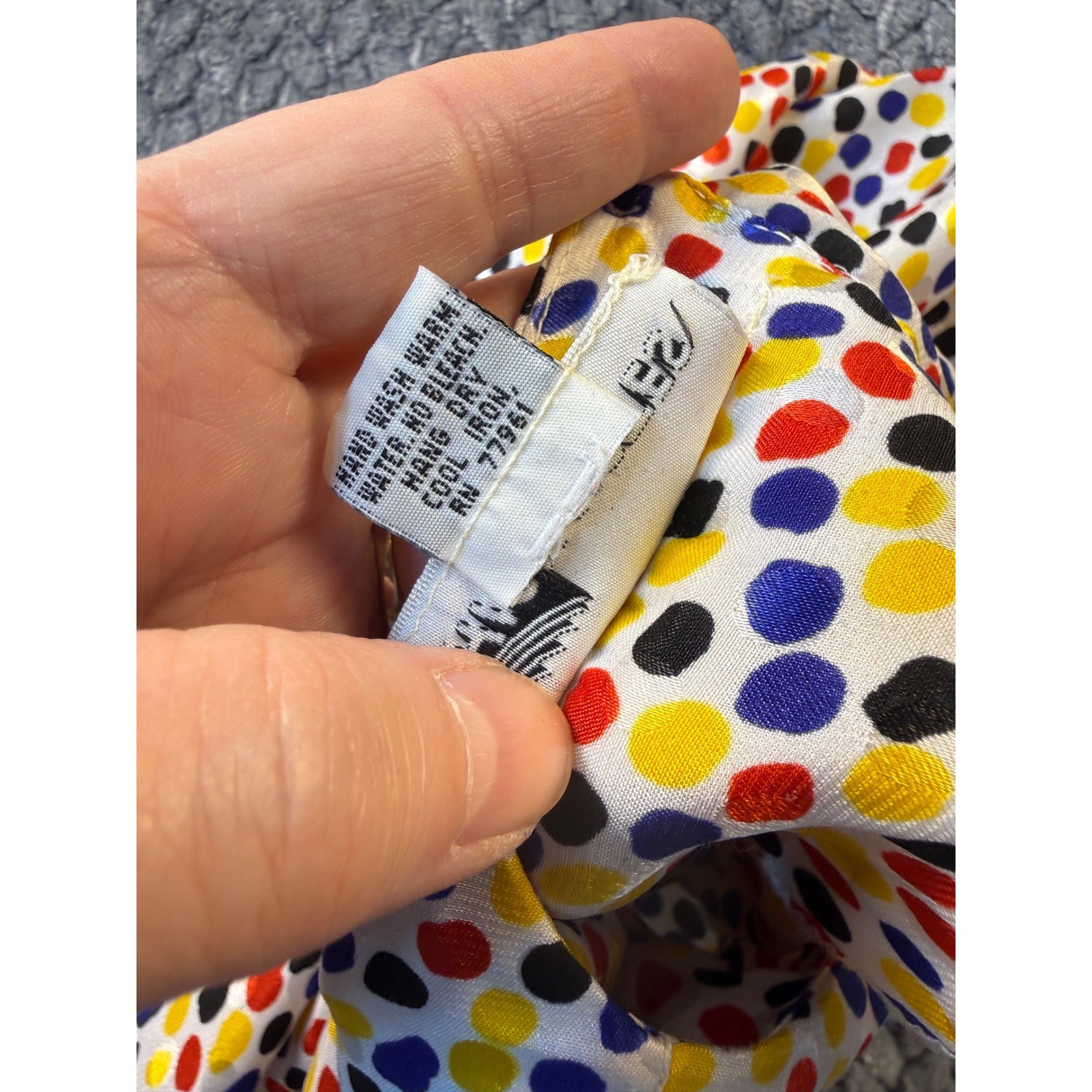 High Notes New York Vtg Polka Dot Blouse Primary Colors Short Sleeve S 6 Pop Art