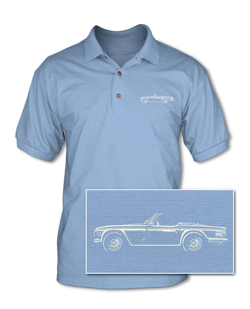 Triumph TR6 Convertible Adult Pique Polo Shirt – Side View