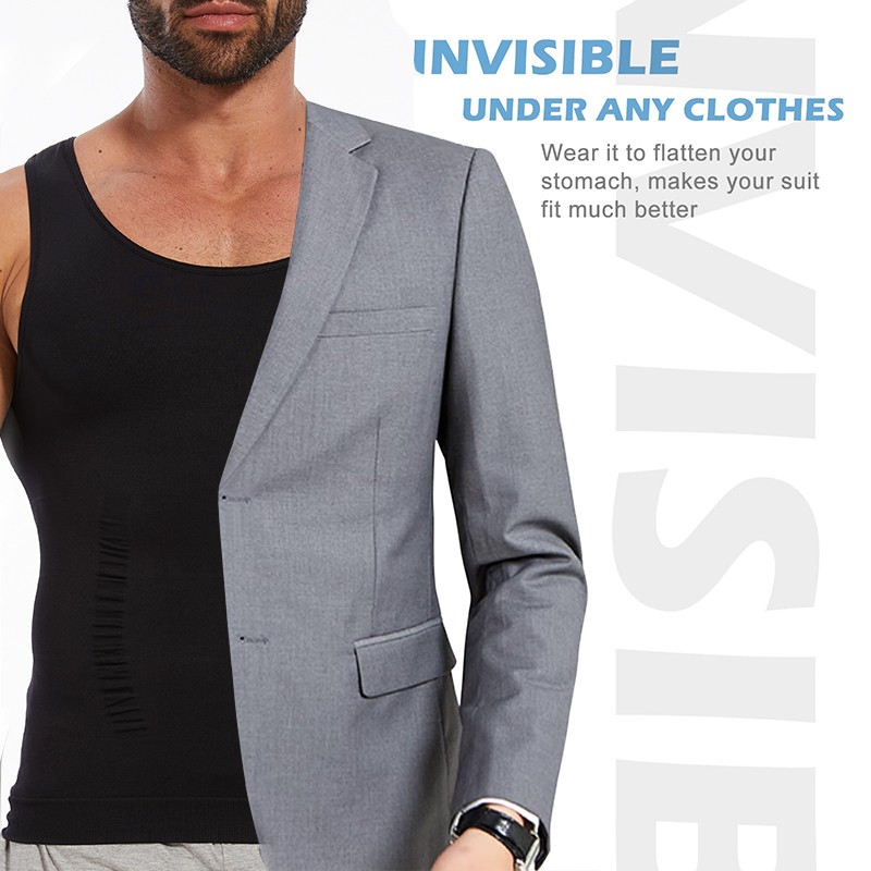 Mens Slimming Body Shaper Belly Chest Compression Vest Girdle Tank Tops T-Shirts