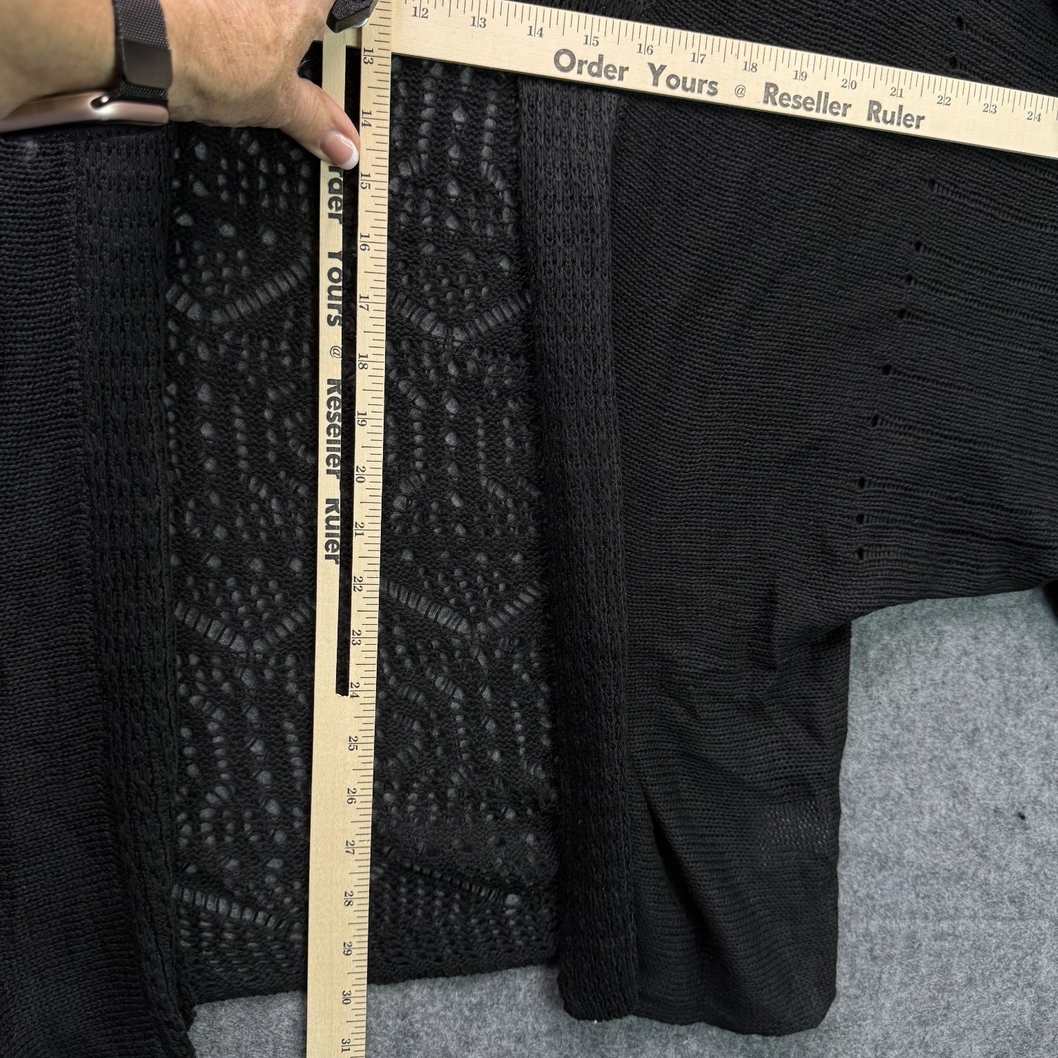 Open Front Women’s Sweater Black XL 100% Polyester Crochet Knit