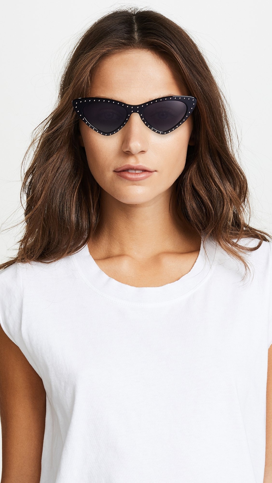 Moschino Women’s Pointed Cat Eye Sunglasses, Black/Grey Blue, One Size